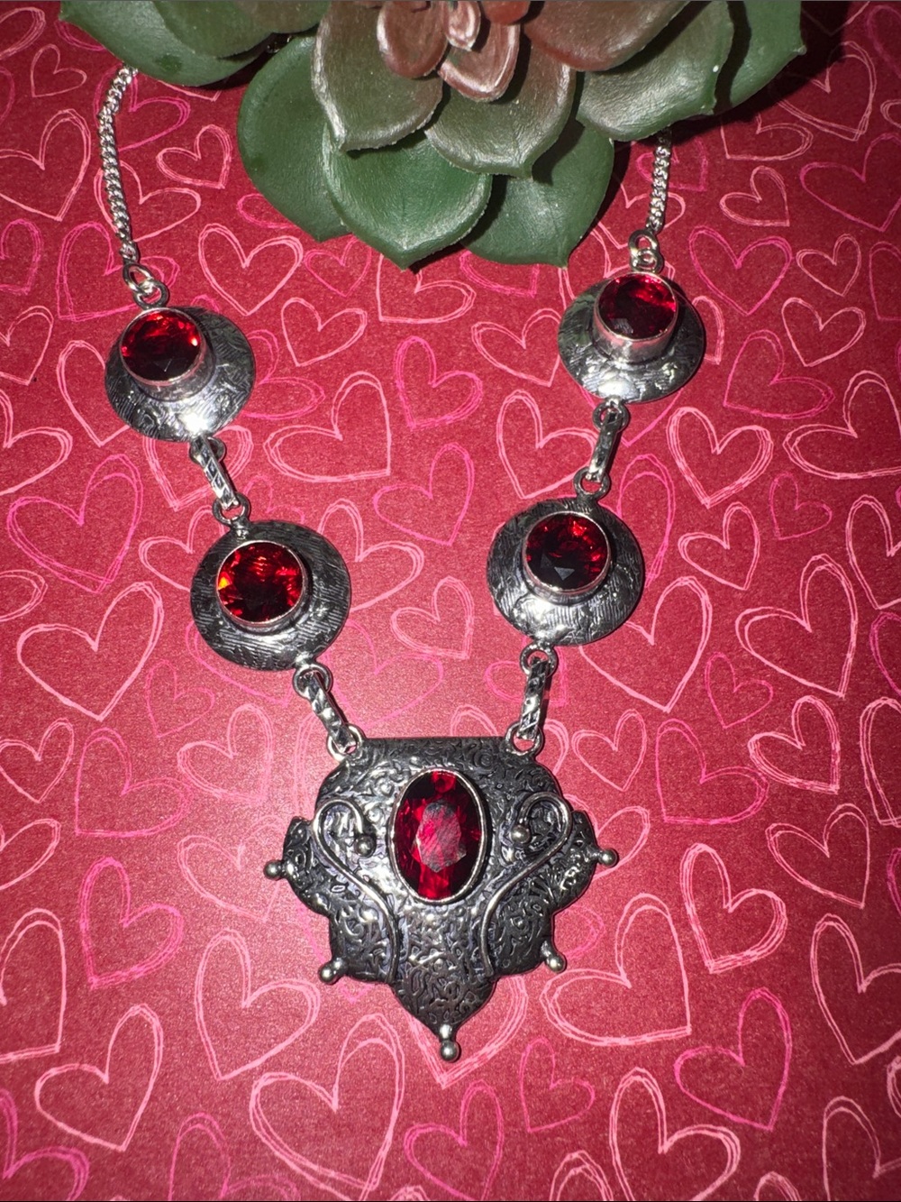 Silver Garnet Necklace
